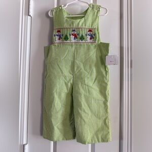 18 M Claire & Charlie Smocked Snowman Romper